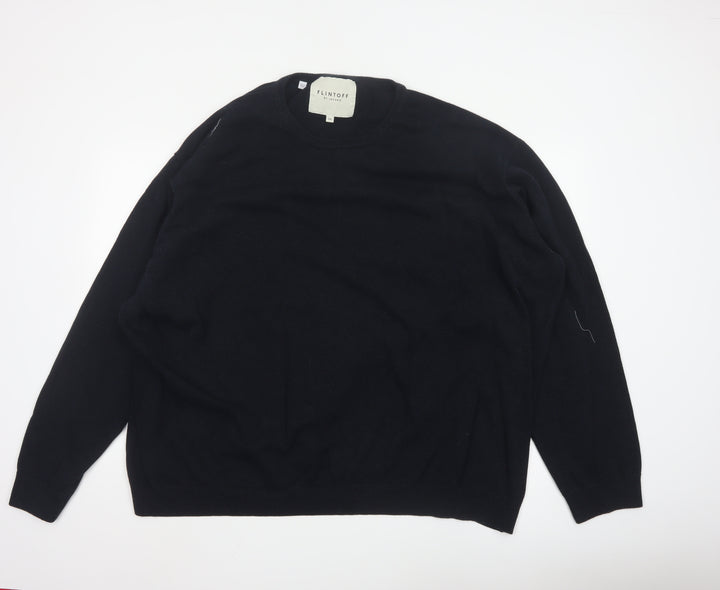 Flintoff by Jacamo Men's Black 5XL Wool Crew Neck Jumper