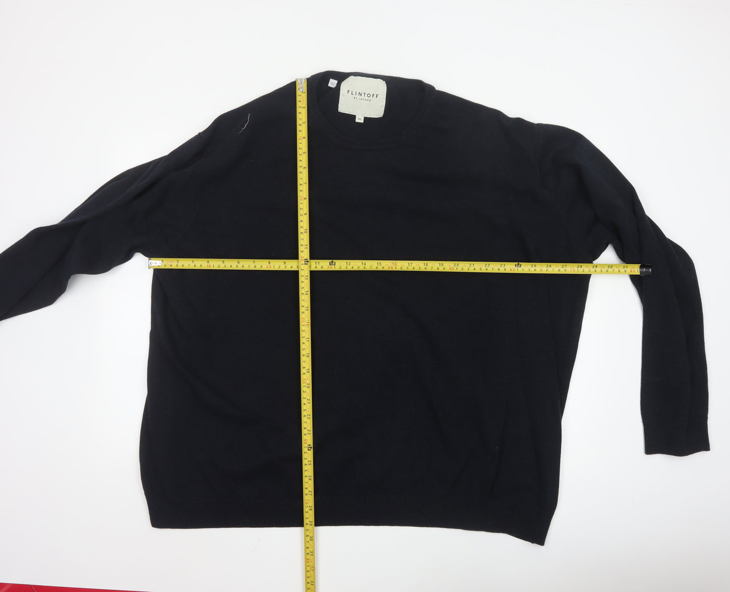 Flintoff by Jacamo Men's Black 5XL Wool Crew Neck Jumper