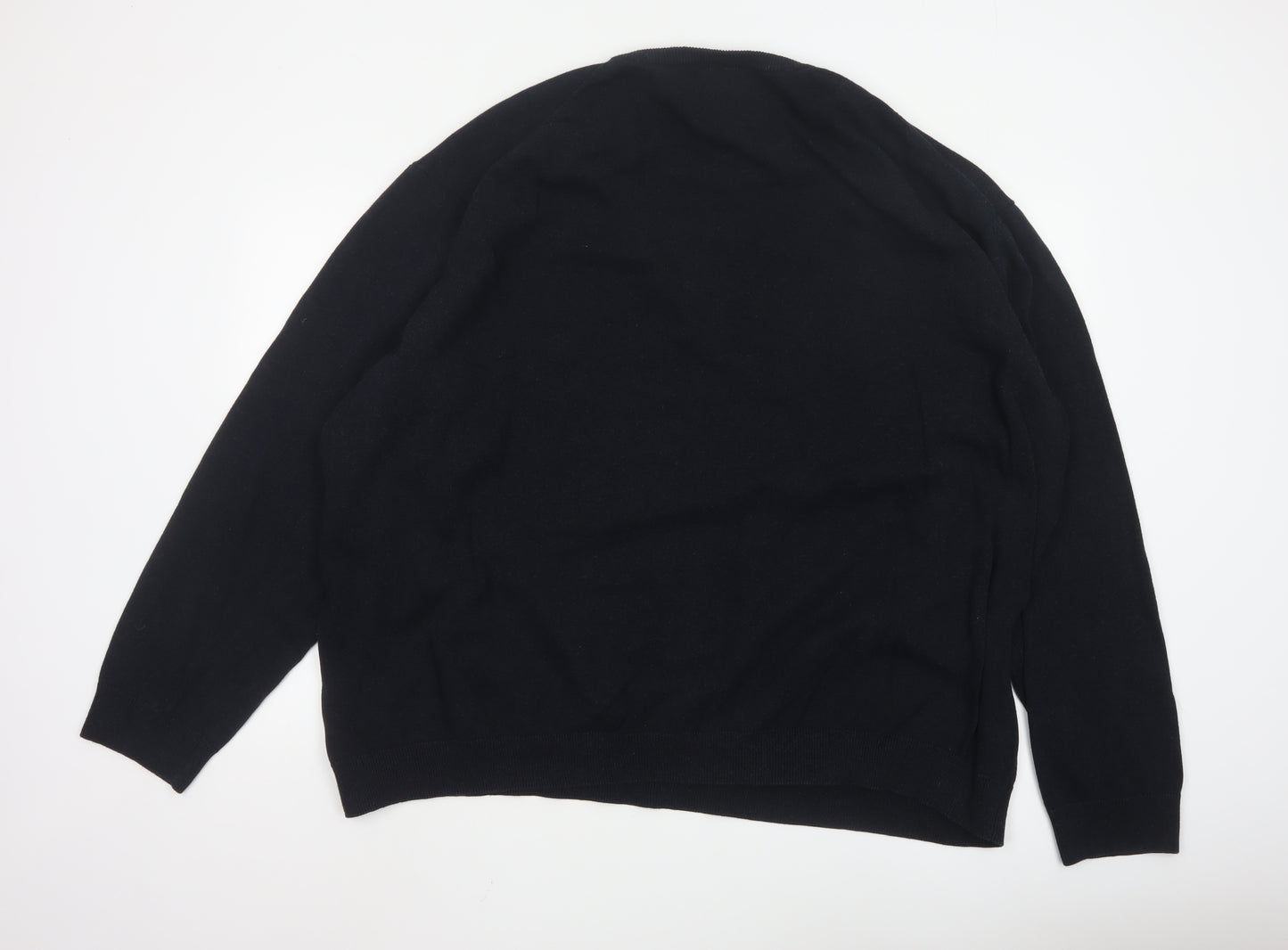 Flintoff by Jacamo Men's Black 5XL Wool Crew Neck Jumper