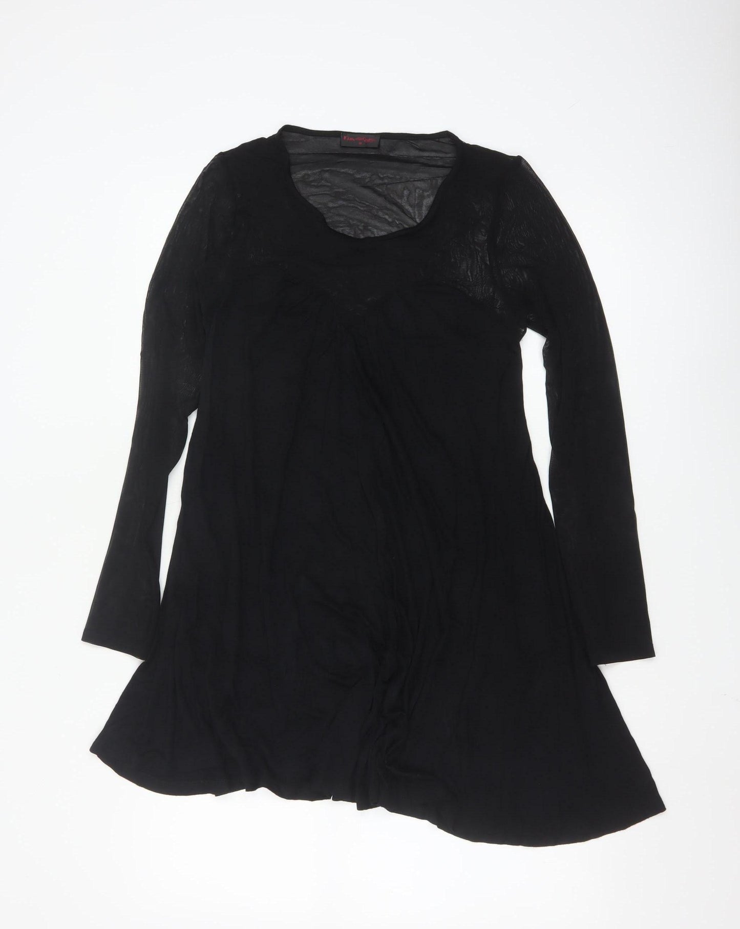 Miss Selfridge Women’s Black A-Line Sheer Long Sleeve Dress Size 10