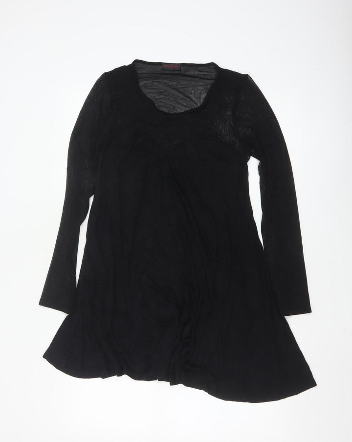 Miss Selfridge Women’s Black A-Line Sheer Long Sleeve Dress Size 10