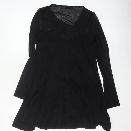 Miss Selfridge Women’s Black A-Line Sheer Long Sleeve Dress Size 10