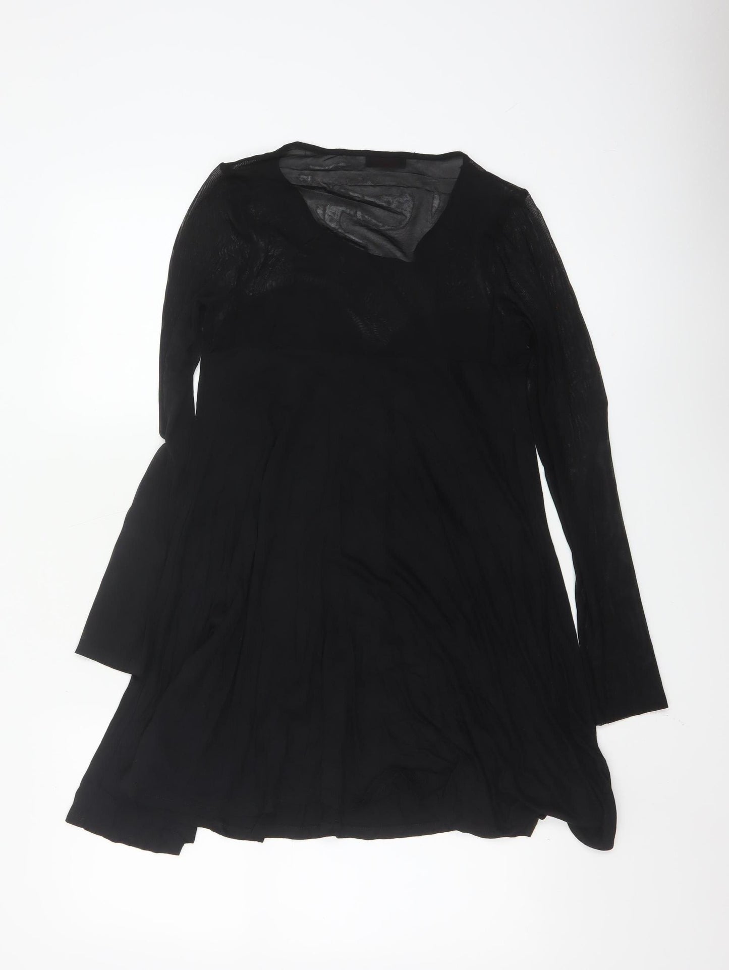 Miss Selfridge Women’s Black A-Line Sheer Long Sleeve Dress Size 10