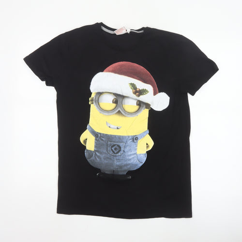 Despicable Me Minions Men's Black Christmas Cotton T-Shirt M