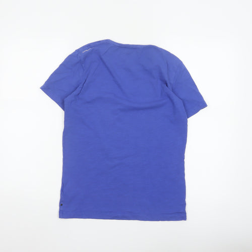 Calvin Klein Women Blue Cotton Logo T-Shirt Size S Short Sleeve