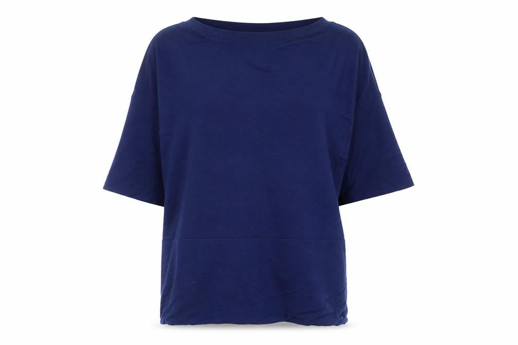 Front view of Jigsaw Women's Blue 100% Wool 3/4 Sleeve jumper S