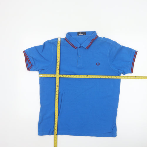 Fred Perry Men's Blue Cotton Polo Shirt Size L Classic Fit