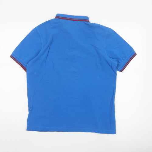 Fred Perry Men's Blue Cotton Polo Shirt Size L Classic Fit