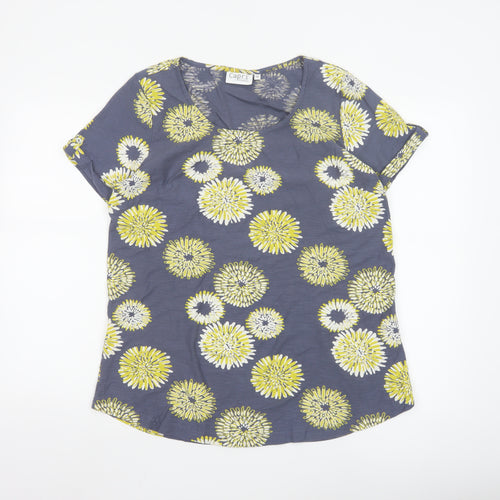Capri Women’s Blue Floral Cotton Short Sleeve T-Shirt Size 14