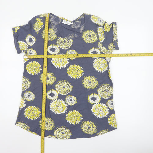 Capri Women’s Blue Floral Cotton Short Sleeve T-Shirt Size 14