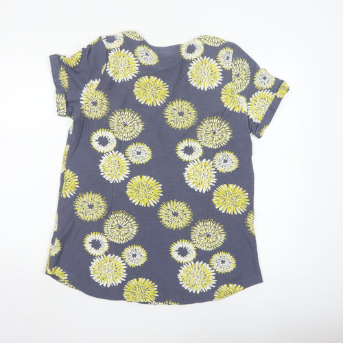 Capri Women’s Blue Floral Cotton Short Sleeve T-Shirt Size 14