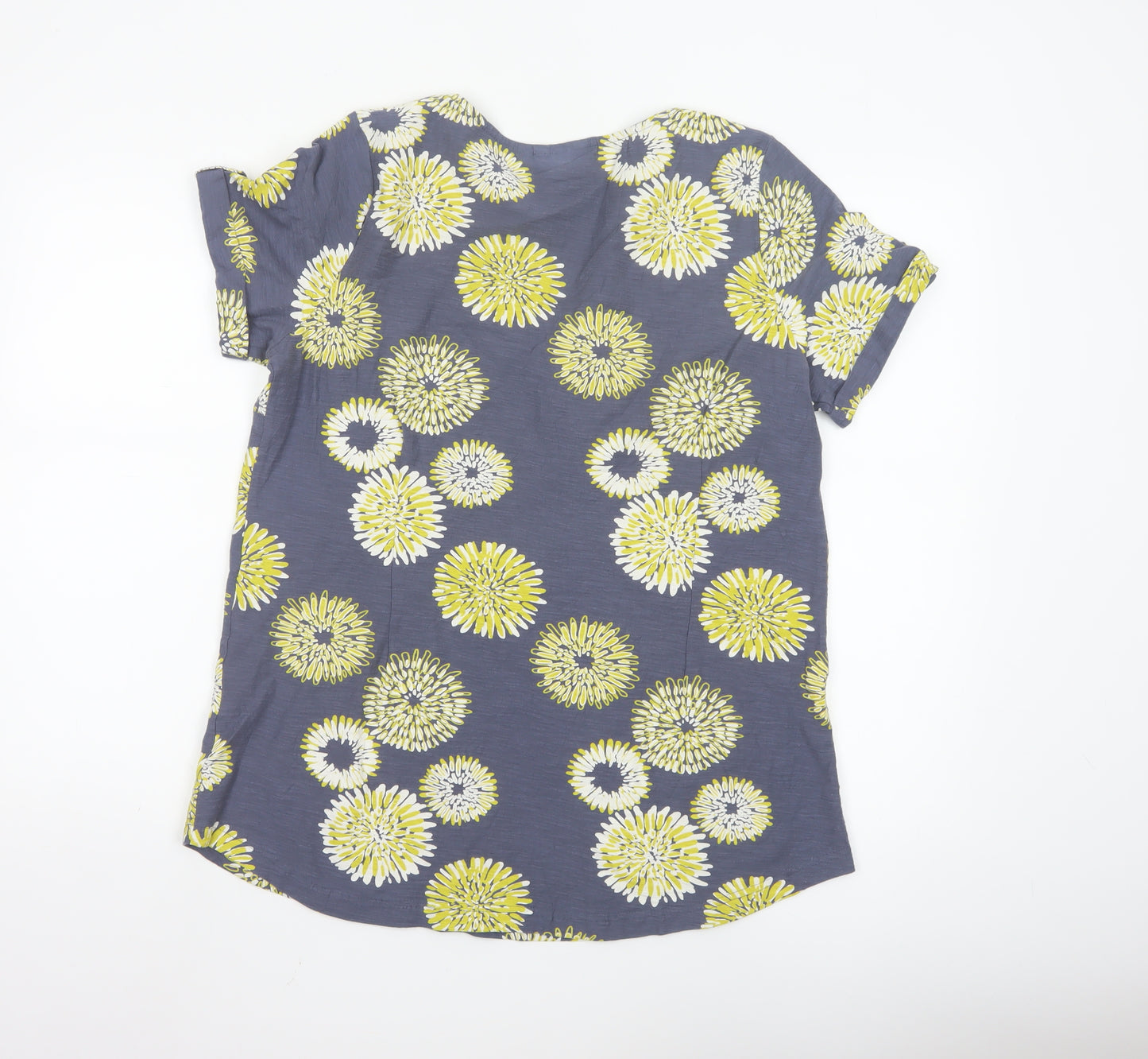 Capri Women’s Blue Floral Cotton Short Sleeve T-Shirt Size 14