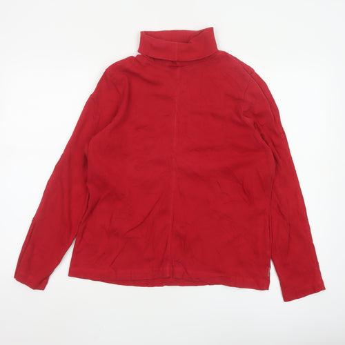 Maine New England Womens Red Roll Neck Cotton Long Sleeve Top Size 16
