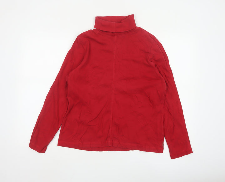 Maine New England Womens Red Roll Neck Cotton Long Sleeve Top Size 16