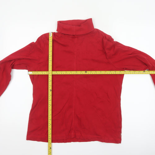 Maine New England Womens Red Roll Neck Cotton Long Sleeve Top Size 16