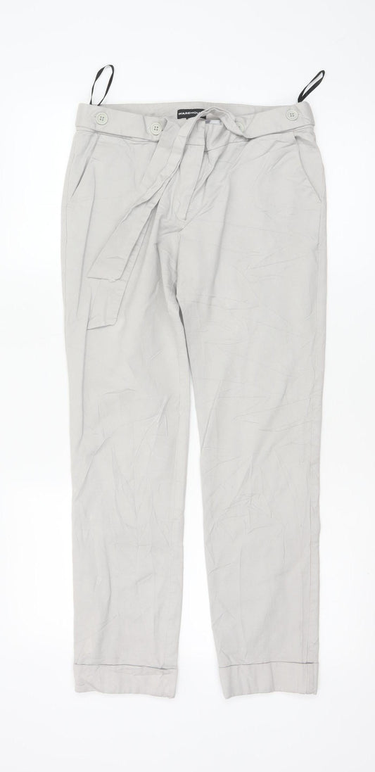 Warehouse Women’s Beige Chino Trousers UK 12 Belted Viscose Blend
