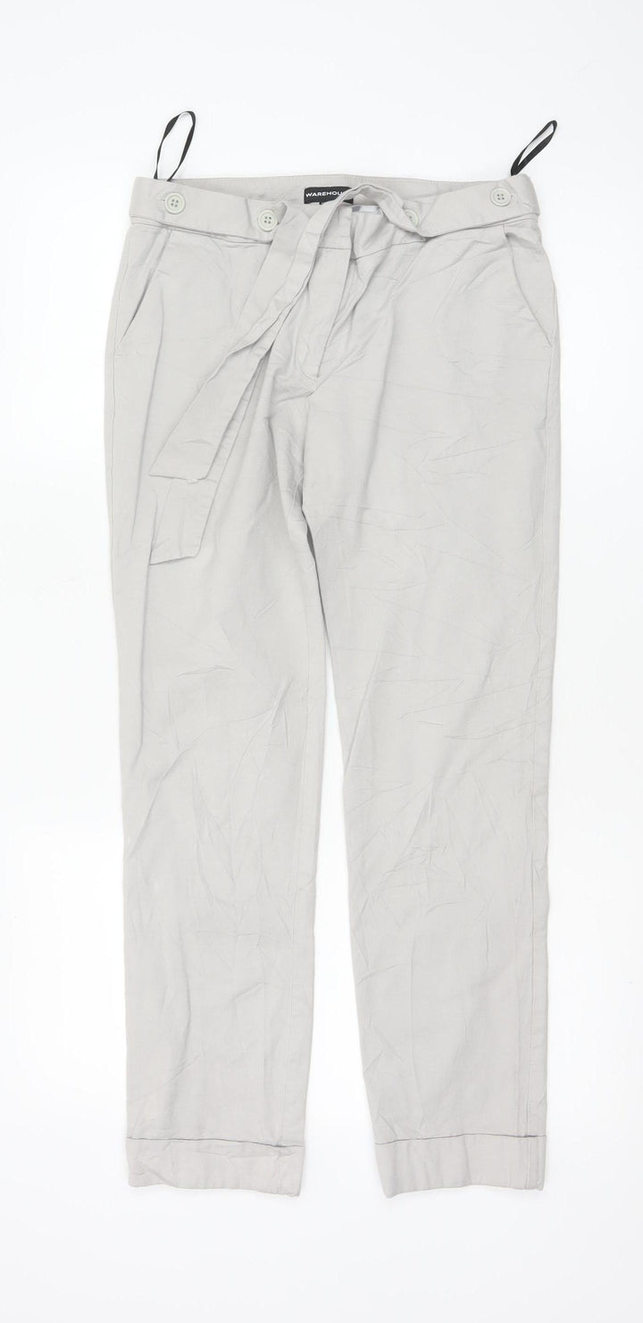 Warehouse Women’s Beige Chino Trousers UK 12 Belted Viscose Blend