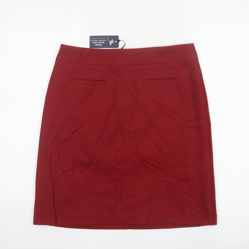 Laura Ashley Women's Red Wool Pencil Skirt UK 12 Knee Length
