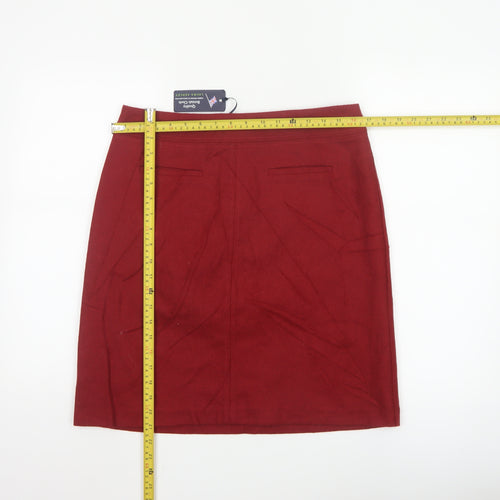 Laura Ashley Women's Red Wool Pencil Skirt UK 12 Knee Length