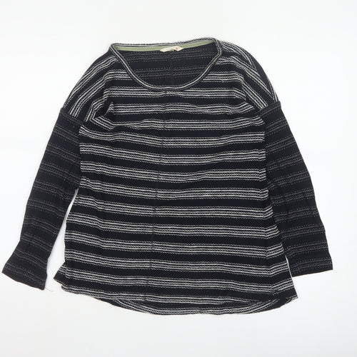 White Stuff Women's Black Striped Long Sleeve Jersey T-Shirt Size 10