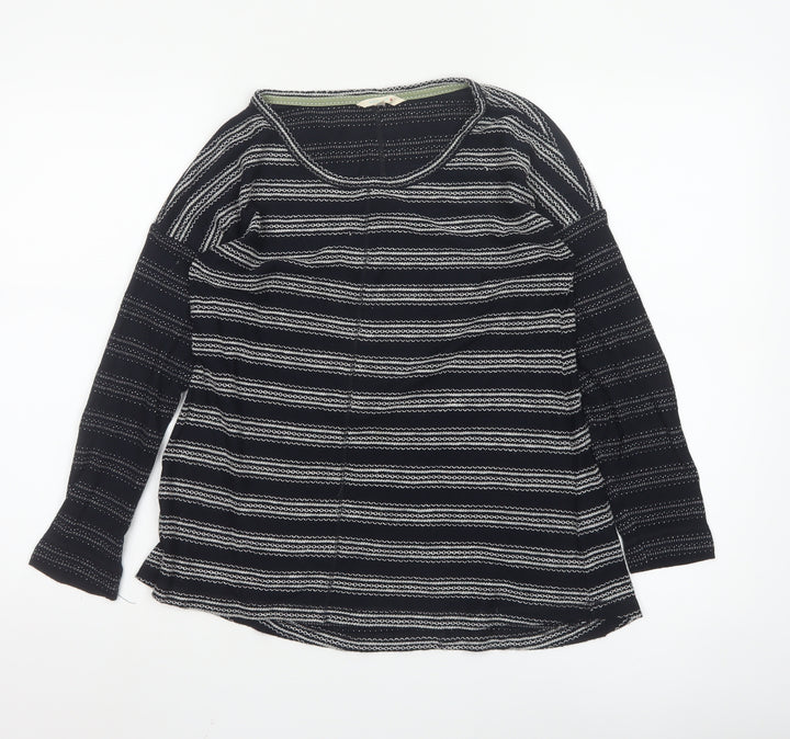 White Stuff Women's Black Striped Long Sleeve Jersey T-Shirt Size 10