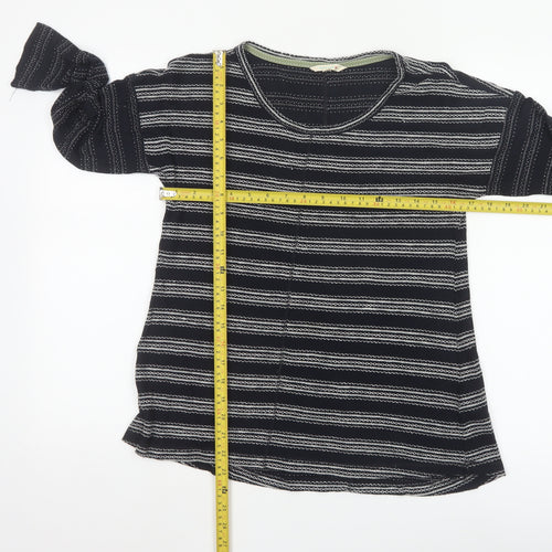 White Stuff Women's Black Striped Long Sleeve Jersey T-Shirt Size 10