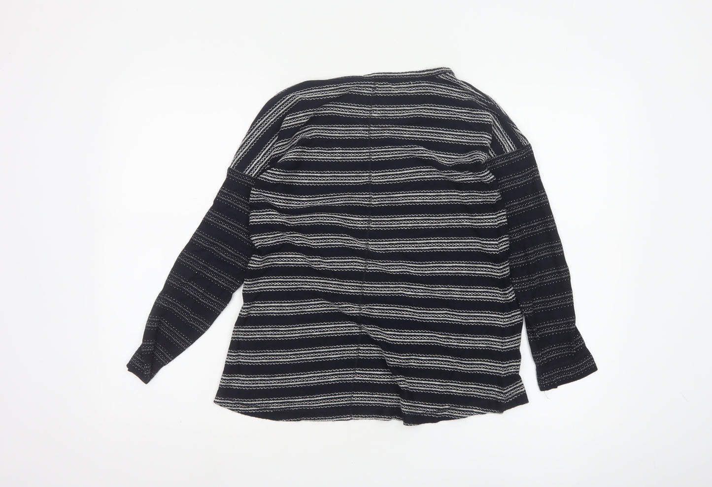 White Stuff Women's Black Striped Long Sleeve Jersey T-Shirt Size 10