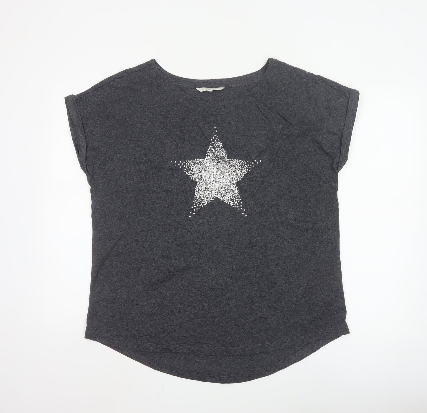 Next Women’s Grey Sequin Star T-Shirt Size 16 Casual Top
