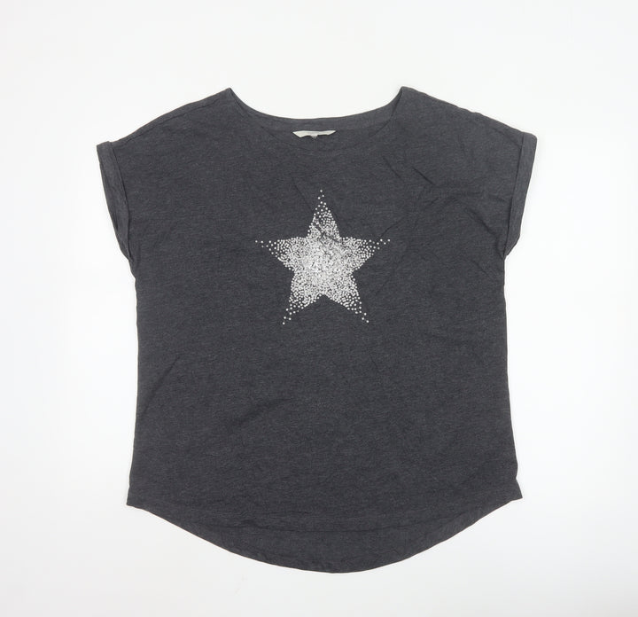 Next Women’s Grey Sequin Star T-Shirt Size 16 Casual Top