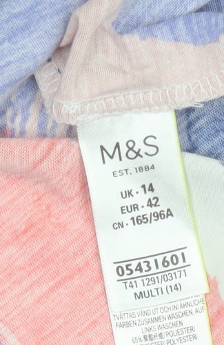 Marks and Spencer Womens Multicoloured Abstract Short Sleeve T-Shirt Size 14