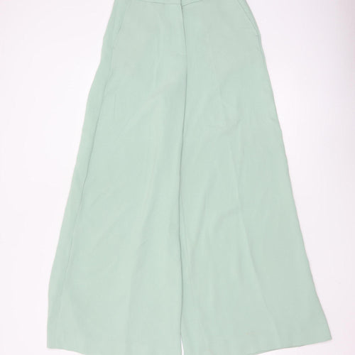 ZARA Women’s Green XS Wide-Leg High Rise Trousers