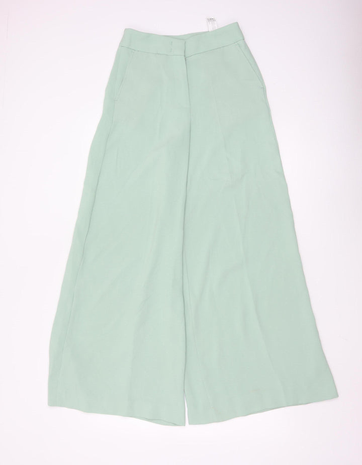 ZARA Women’s Green XS Wide-Leg High Rise Trousers