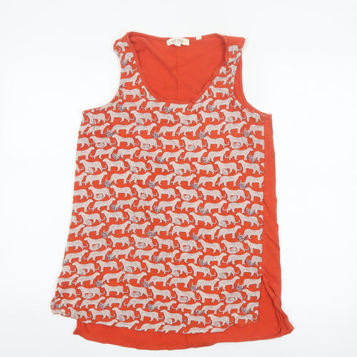 Fat Face Women’s Orange Animal Print Sleeveless Tank Top UK 8 Cotton Blend