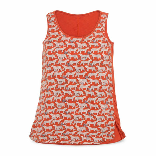 FatFace Women’s Orange Animal Print Sleeveless Tank Top UK 8 Cotton Blend