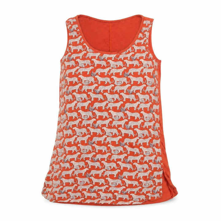 FatFace Women’s Orange Animal Print Sleeveless Tank Top UK 8 Cotton Blend