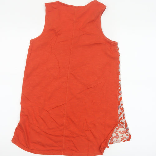Fat Face Women’s Orange Animal Print Sleeveless Tank Top UK 8 Cotton Blend
