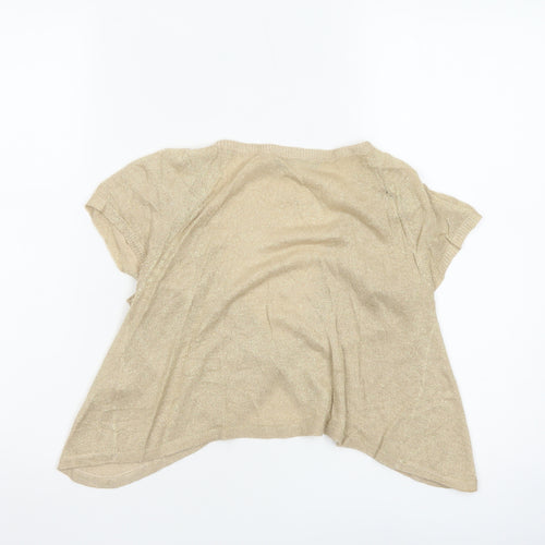 Dorothy Perkins Women's Beige Short Sleeve V-Neck Cardigan Size 10