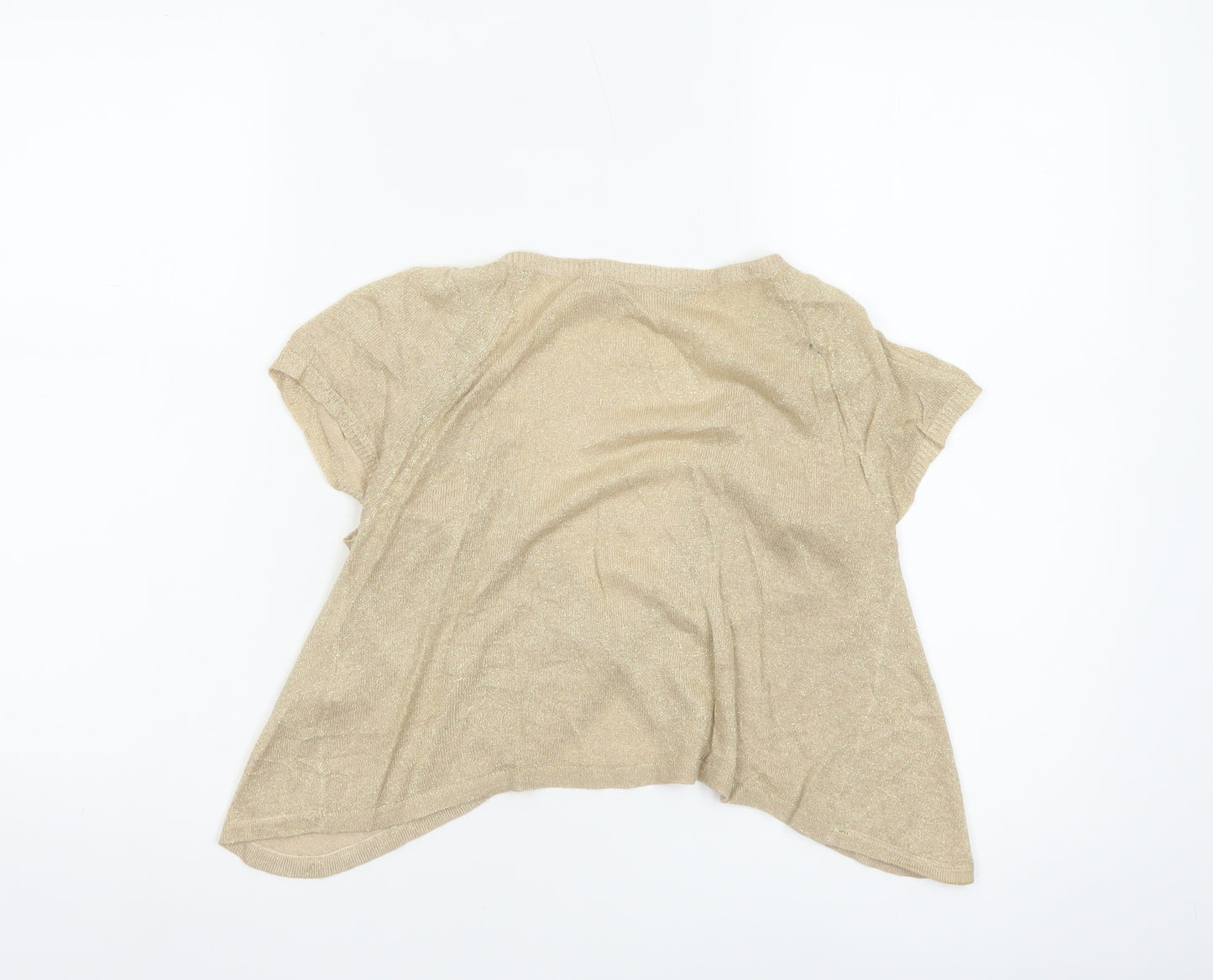 Dorothy Perkins Women's Beige Short Sleeve V-Neck Cardigan Size 10
