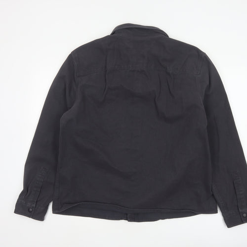 River Island Men's Black Cotton Twill Casual Jacket L