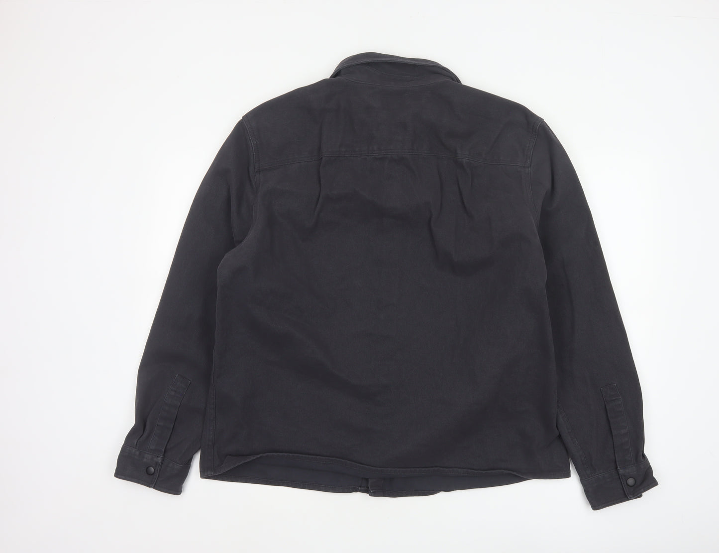 River Island Men's Black Cotton Twill Casual Jacket L