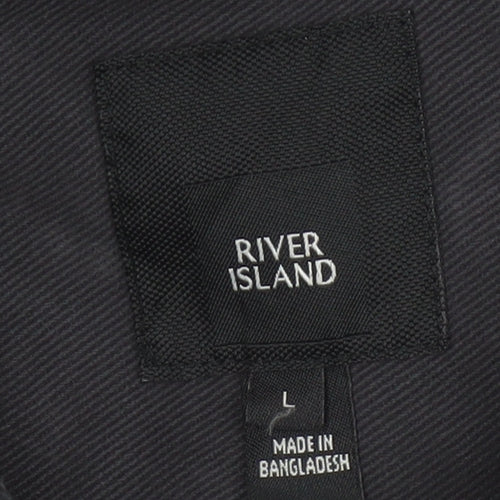 River Island Men's Black Cotton Twill Casual Jacket L