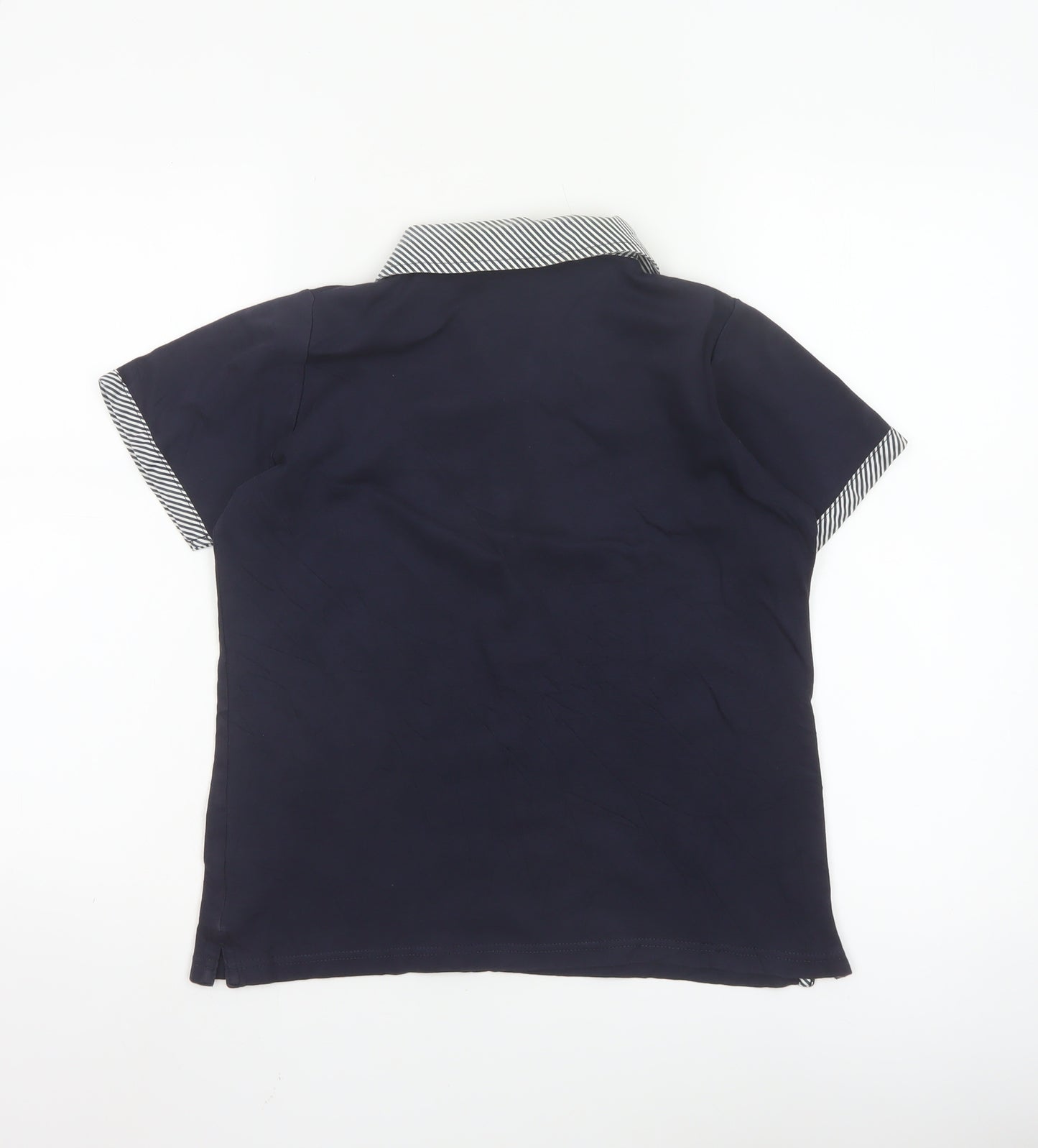 EWM Women Blue Short Sleeve Cotton Polo Shirt Size S 10-12