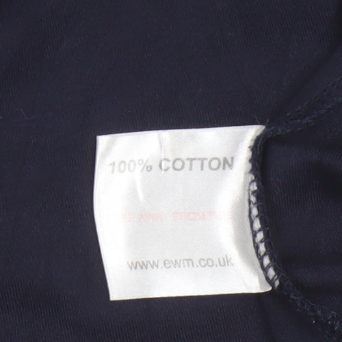 EWM Women Blue Short Sleeve Cotton Polo Shirt Size S 10-12
