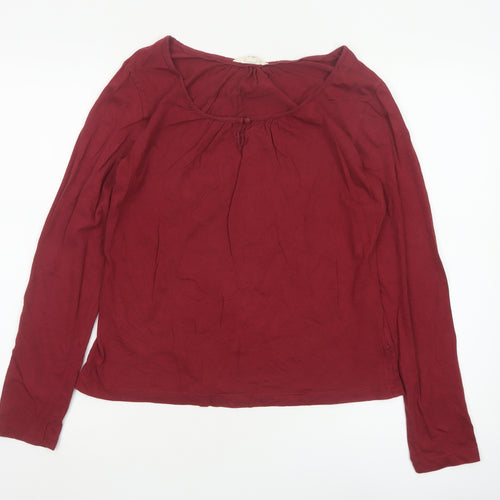 White Stuff Women's Red Long Sleeve Cotton Blend Blouse UK 12