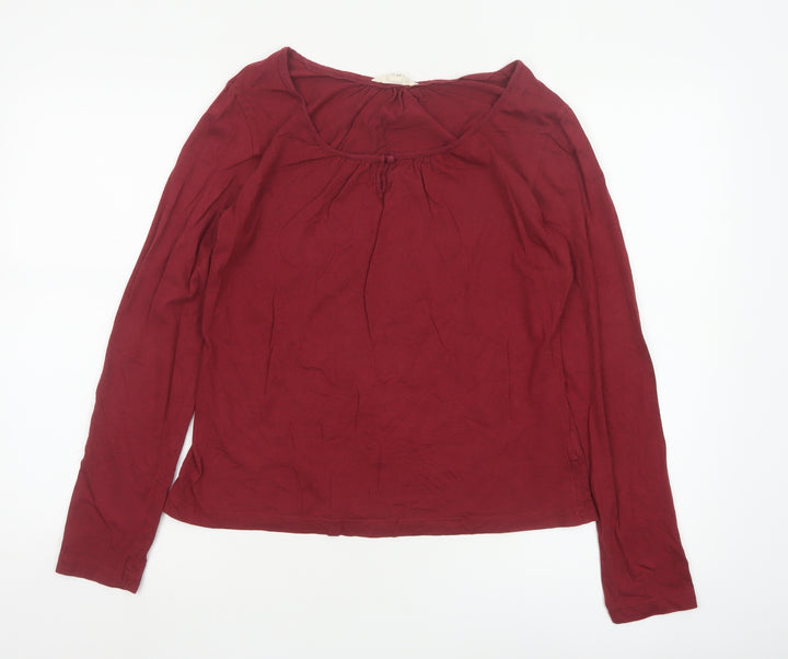 White Stuff Women's Red Long Sleeve Cotton Blend Blouse UK 12