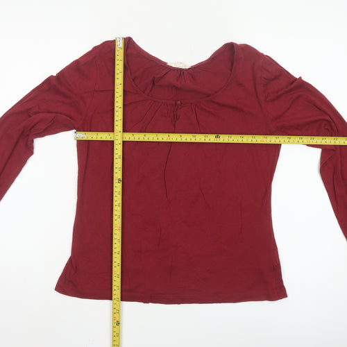 White Stuff Women's Red Long Sleeve Cotton Blend Blouse UK 12