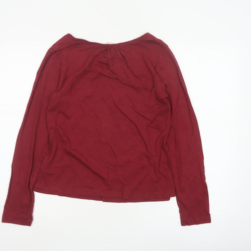 White Stuff Women's Red Long Sleeve Cotton Blend Blouse UK 12