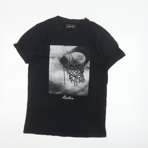 Mister Tee Men's Black Graphic Crew Neck Short Sleeve T-Shirt Size M