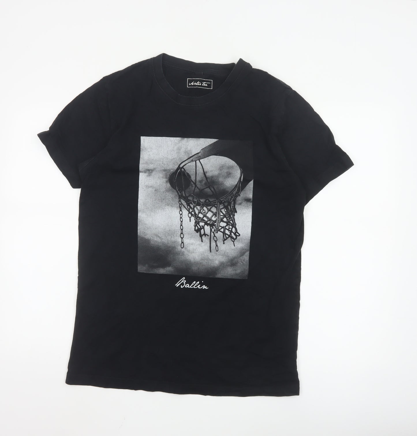 Mister Tee Men's Black Graphic Crew Neck Short Sleeve T-Shirt Size M
