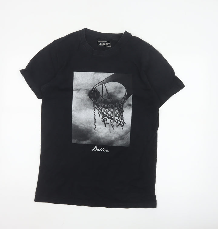 Mister Tee Men's Black Graphic Crew Neck Short Sleeve T-Shirt Size M